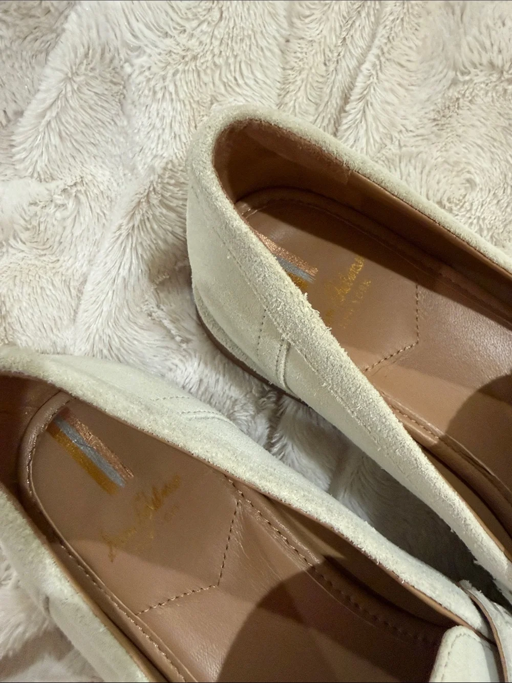 Sam Edelman Women's Suede Penny Loafers in Light Cream